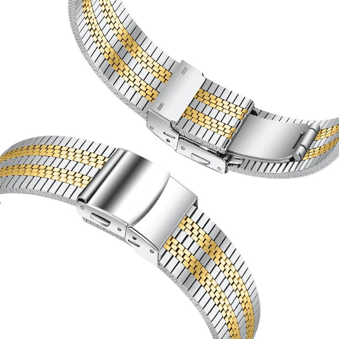 For Fitbit Versa 4 / Sense 2 Stylish 5 Beads Stainless Steel Watch Band Replacement Wrist Strap - Silver / Gold - 4