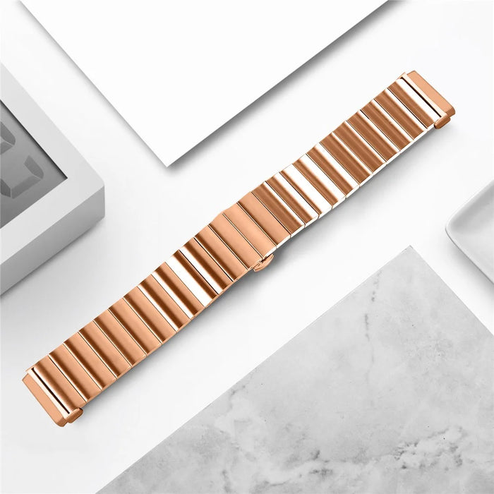 For Fitbit Versa 4 / Sense 2 Stainless Steel Watch Band Butterfly Buckle Replacement Strap - Rose Gold - 4