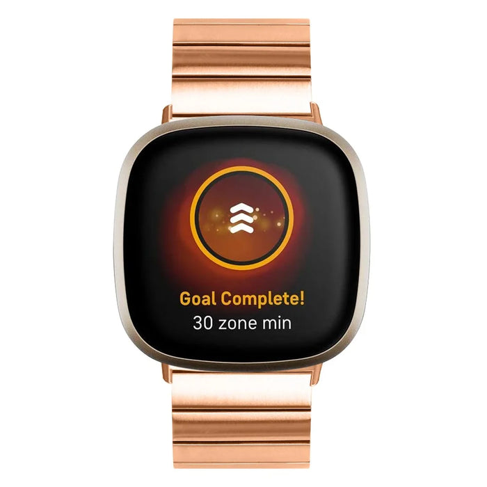 For Fitbit Versa 4 / Sense 2 Stainless Steel Watch Band Butterfly Buckle Replacement Strap - Rose Gold - 5
