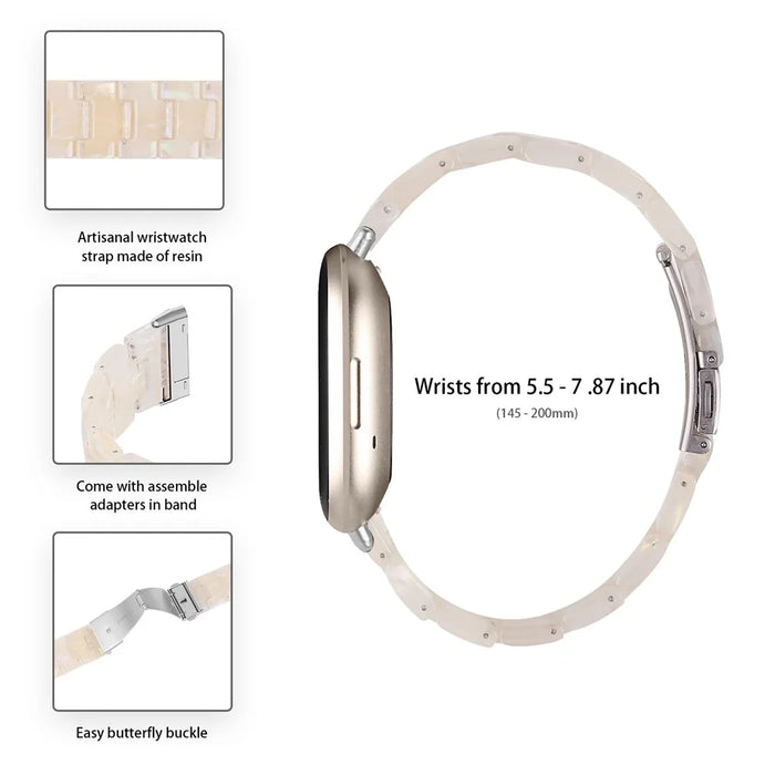 For Fitbit Versa 4 / Sense 2 Resin Watch Band Strap Adjustable Bracelet with Stainless Steel Buckle - Fluorescent - 5
