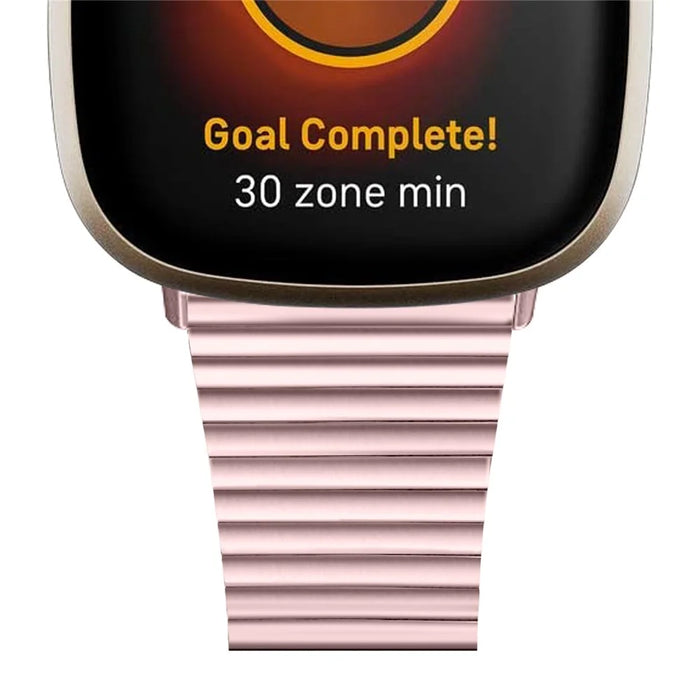 For Fitbit Versa 4 / Sense 2 Adjustable Stainless Steel Watch Band Replacement Wrist Strap - Rose Pink - 3