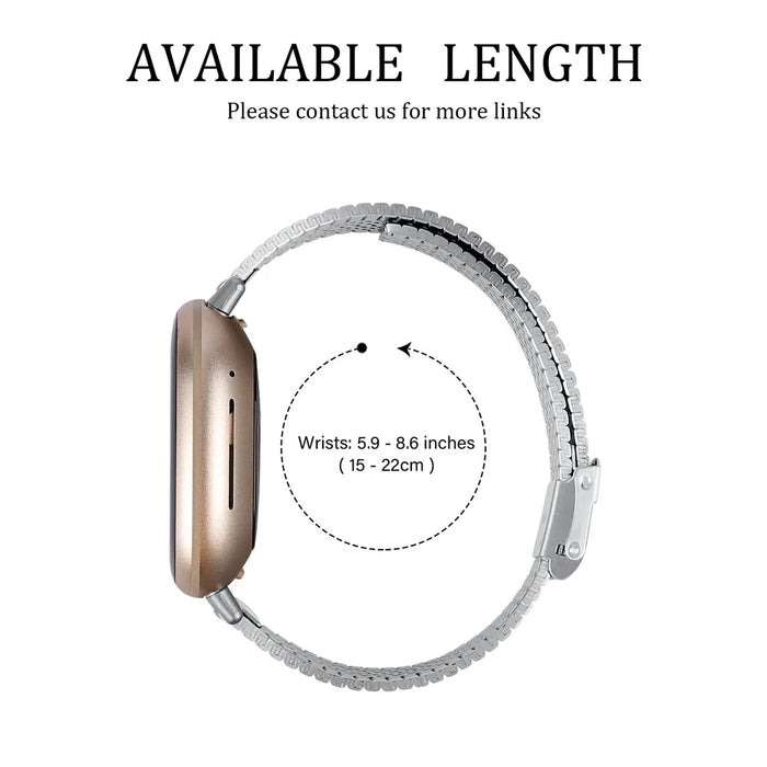 For Fitbit Versa 4 / Sense 2 Adjustable Stainless Steel Smartwatch Strap Replacement Wrist Band - Silver - 6