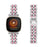 For Fitbit Versa 4 / Sense 2 Dispensing Rhinestone Decor Watch Band 5-Bead Zinc Alloy Metal Bracelet - Silver / Rose - 6
