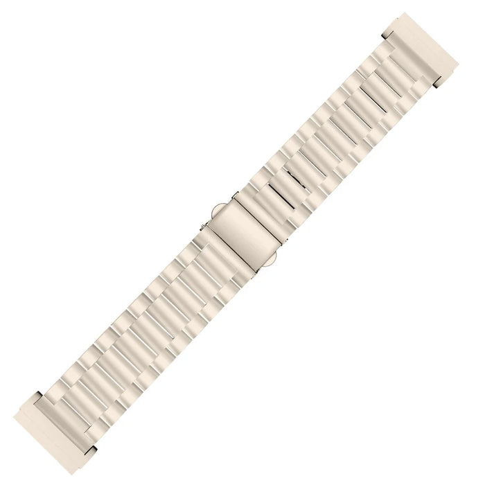 For Fitbit Versa 4 / Sense 2 Smart Watch Replacement Band 3 Beads Stainless Steel Wrist Strap - Champagne Gold - 3