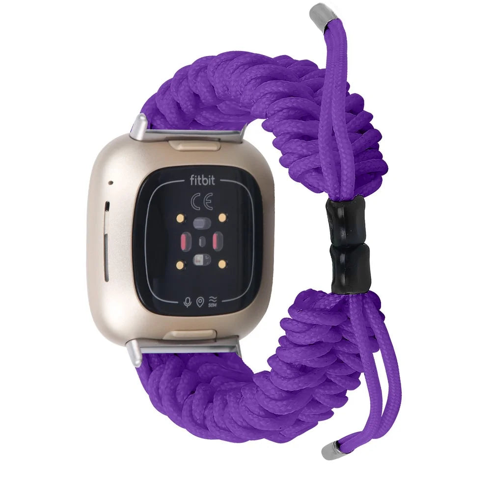 For Fitbit Versa 4 / Sense 2 Smart Watch Band Adjustable Braided Wrist Strap - Purple - 1