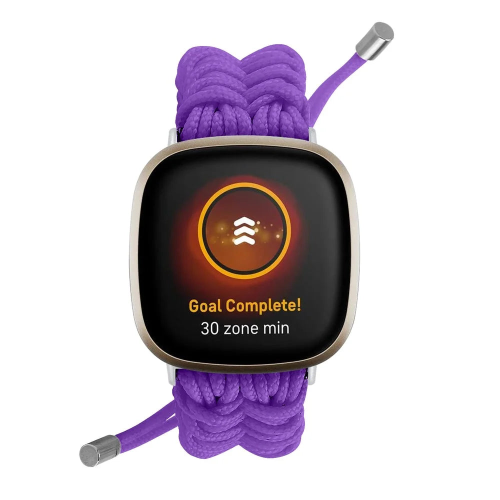 For Fitbit Versa 4 / Sense 2 Smart Watch Band Adjustable Braided Wrist Strap - Purple - 3