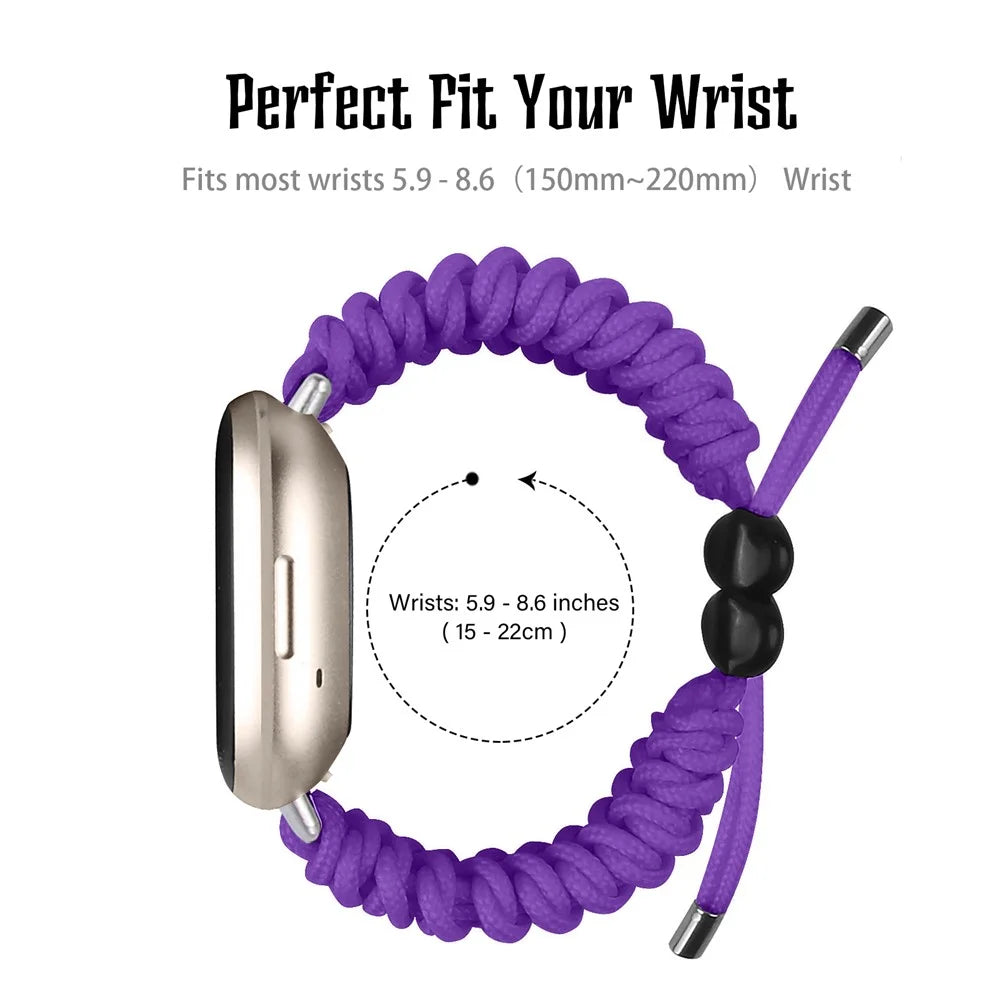 For Fitbit Versa 4 / Sense 2 Smart Watch Band Adjustable Braided Wrist Strap - Purple - 4