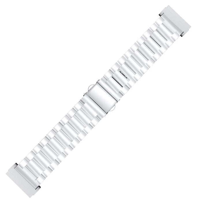 For Fitbit Versa 4 / Sense 2 Watch Strap Stainless Steel 3-Bead Smart Band Strap Replacement - Silver - 3