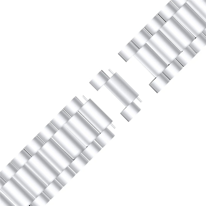 For Fitbit Versa 4 / Sense 2 Watch Strap Stainless Steel 3-Bead Smart Band Strap Replacement - Silver - 5