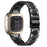 For Fitbit Versa 4 / Sense 2 Resin Watch Strap Stainless Steel Rhinestone Decor Watch Band - Black - 1