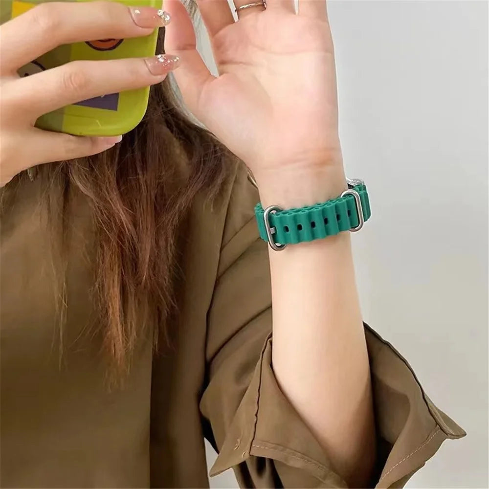 For Xiaomi Smart Band 8 Silicone Watch Strap Adjustable Ocean Watch Band with Transparent Case - Orange+Transparent Case - 4