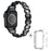 For Apple Watch Ultra 49mm Rhinestones Decor Replacement Oval Shape Alloy Strap + PC Clear Watch Case - Black - 1
