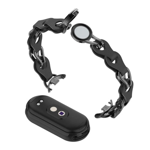 For Xiaomi Smart Band 9 NFC / 9 / 8 NFC / 8 Watch Band Genuine Cow Leather+Aluminum Alloy Chain Bracelet - Black - 1
