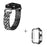 Watch Band with PC Case for Apple Watch Series 8 7 41mm , Rhinestone Decor 5-Bead Stainless Steel Replacement Strap - Black - 2