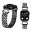Watch Band with PC Case for Apple Watch Series 8 7 41mm , Rhinestone Decor 5-Bead Stainless Steel Replacement Strap - Black - 4