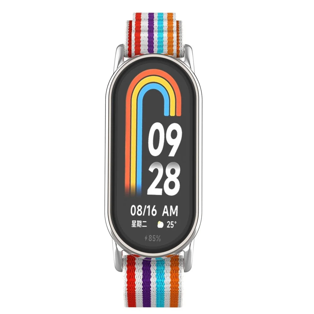 Replacement Watch Band for Xiaomi Smart Band 9 NFC / 9 / 8 NFC / 8 Nylon Wrist Strap with Silver Connector - Colorful - 4