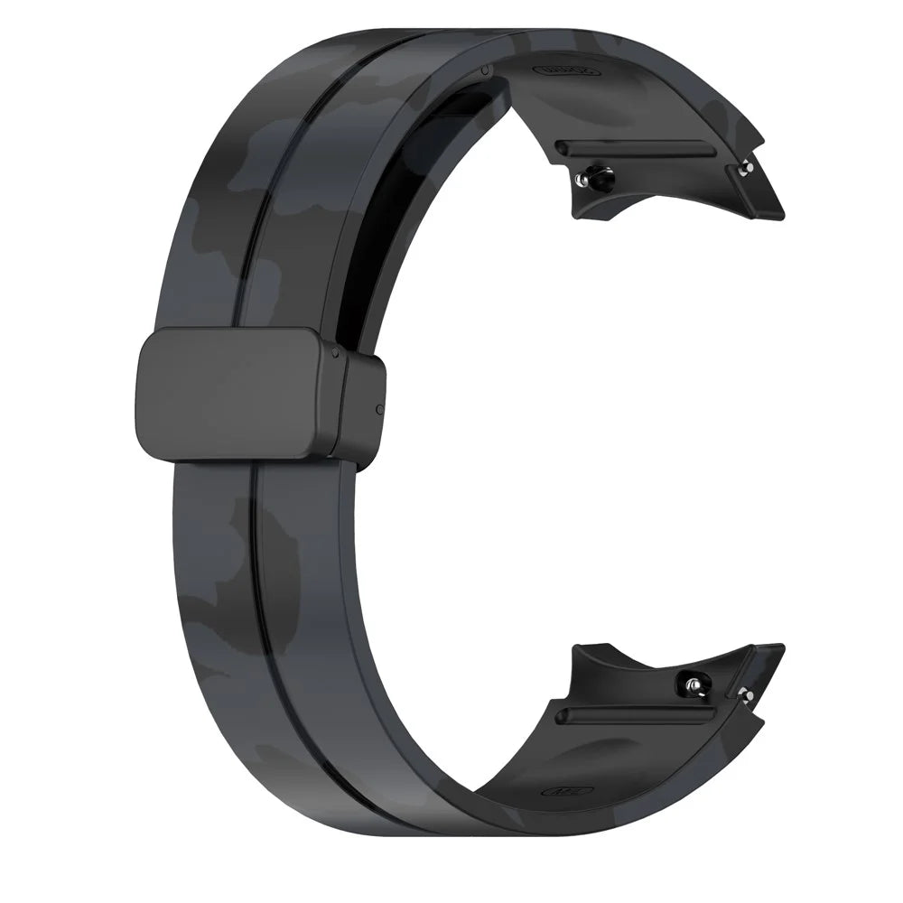 For Samsung Galaxy Watch 5 Pro 45mm / Watch 5 40 / 44mm / Watch4 40 / 44mm / Watch4 Classic 42 / 46mm Camo Silicone Watch Band - Dark Grey - 2