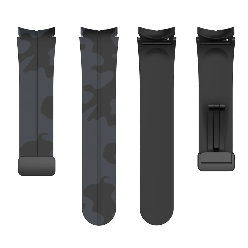 For Samsung Galaxy Watch 5 Pro 45mm / Watch 5 40 / 44mm / Watch4 40 / 44mm / Watch4 Classic 42 / 46mm Camo Silicone Watch Band - Dark Grey - 5