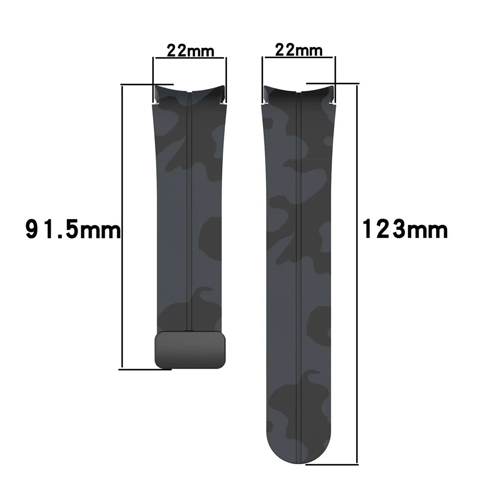 For Samsung Galaxy Watch 5 Pro 45mm / Watch 5 40 / 44mm / Watch4 40 / 44mm / Watch4 Classic 42 / 46mm Camo Silicone Watch Band - Dark Grey - 7