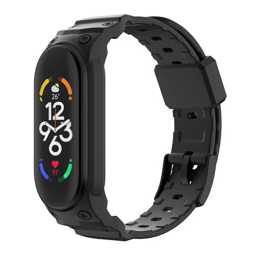 For Xiaomi Mi Band 5 / 6 / 7  Integrated TPU Watch Case Wrist Band Replacement Watch Strap - Black - 1