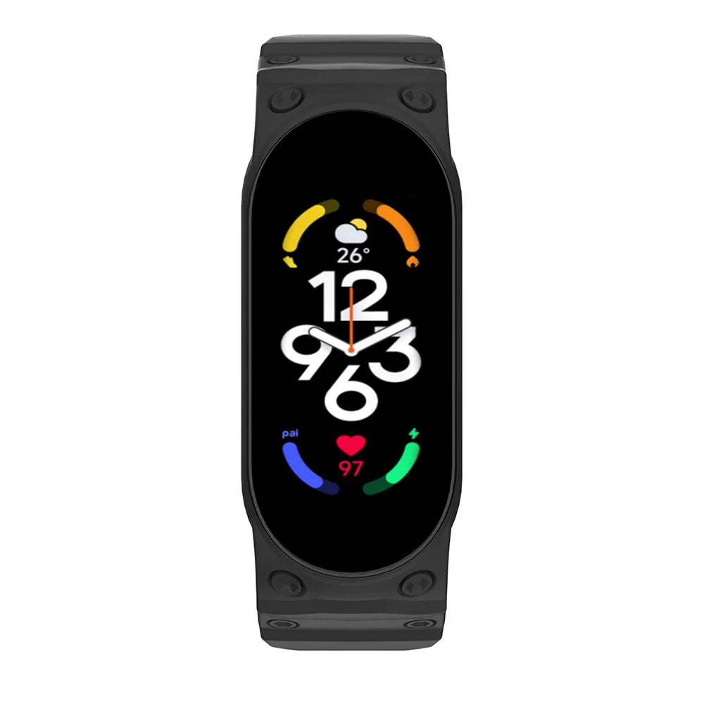 For Xiaomi Mi Band 5 / 6 / 7  Integrated TPU Watch Case Wrist Band Replacement Watch Strap - Black - 3