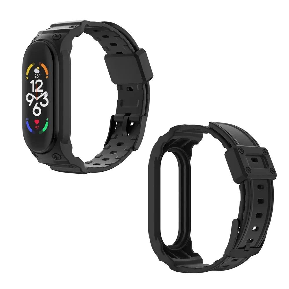 For Xiaomi Mi Band 5 / 6 / 7  Integrated TPU Watch Case Wrist Band Replacement Watch Strap - Black - 4
