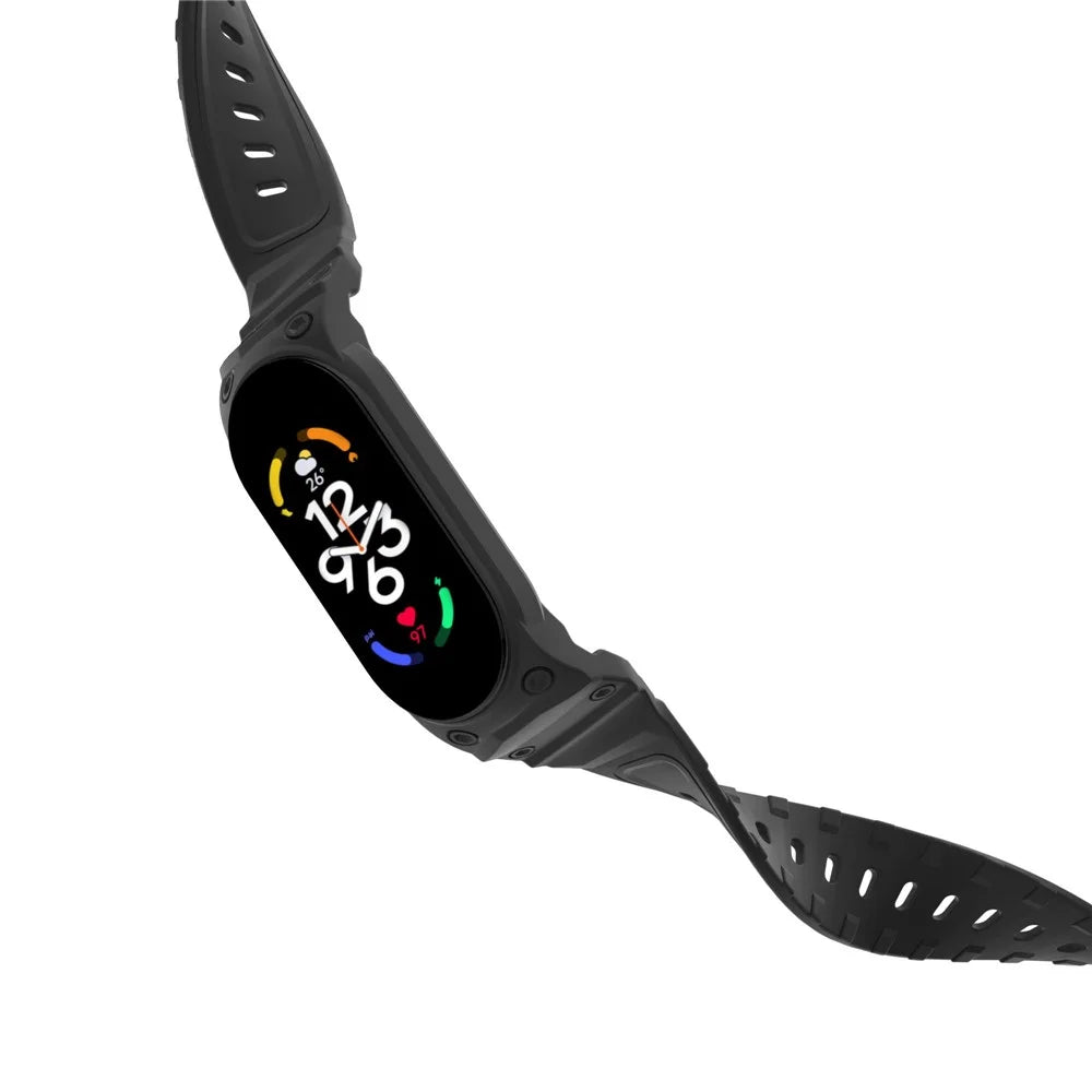 For Xiaomi Mi Band 5 / 6 / 7  Integrated TPU Watch Case Wrist Band Replacement Watch Strap - Black - 5