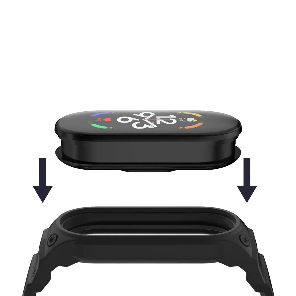 For Xiaomi Mi Band 5 / 6 / 7  Integrated TPU Watch Case Wrist Band Replacement Watch Strap - Black - 6