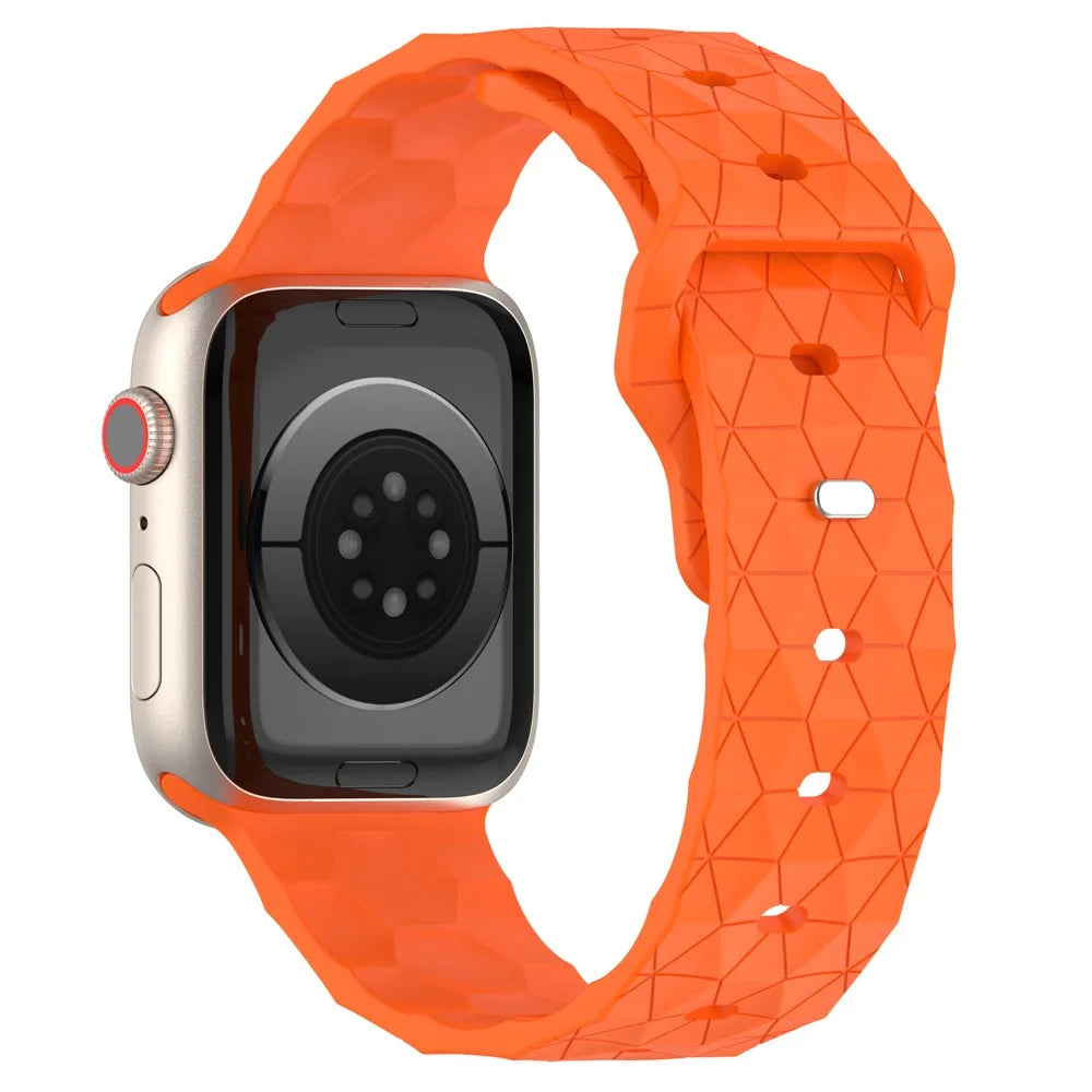 For Apple Watch Ultra 3 2 1 49mm / Series 11 10 46mm / 9 8 7 45mm / SE3 SE2 SE 6 5 4 44mm / 3 2 1 42mm Football Pattern Watch Band Silicone Watch Strap - Orange - 1