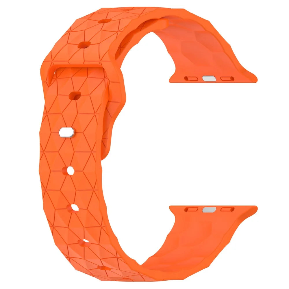 For Apple Watch Ultra 3 2 1 49mm / Series 11 10 46mm / 9 8 7 45mm / SE3 SE2 SE 6 5 4 44mm / 3 2 1 42mm Football Pattern Watch Band Silicone Watch Strap - Orange - 2
