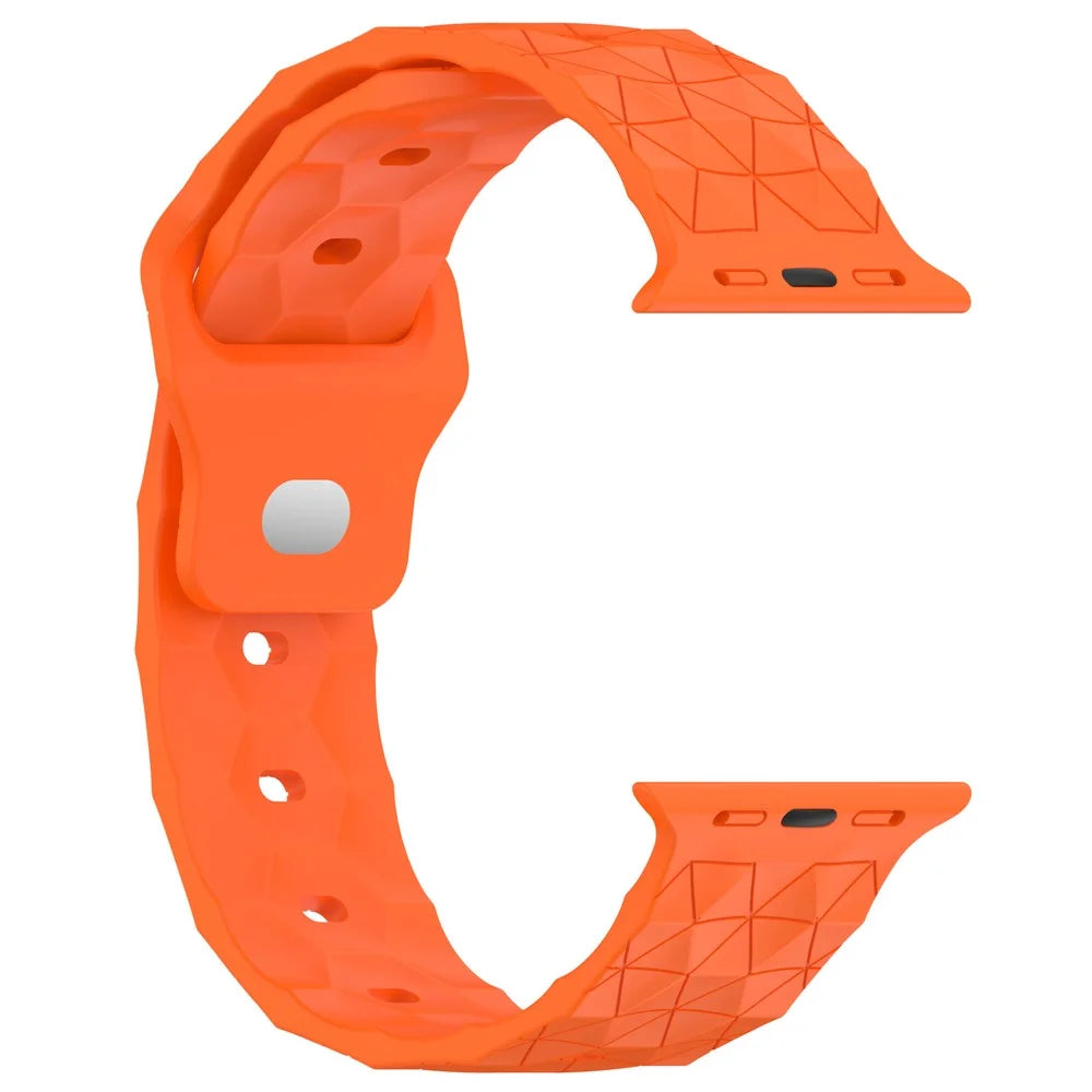 For Apple Watch Ultra 3 2 1 49mm / Series 11 10 46mm / 9 8 7 45mm / SE3 SE2 SE 6 5 4 44mm / 3 2 1 42mm Football Pattern Watch Band Silicone Watch Strap - Orange - 3