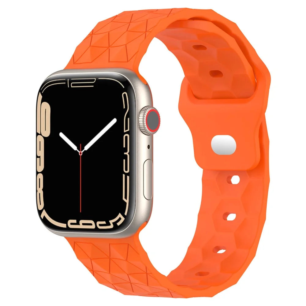 For Apple Watch Ultra 3 2 1 49mm / Series 11 10 46mm / 9 8 7 45mm / SE3 SE2 SE 6 5 4 44mm / 3 2 1 42mm Football Pattern Watch Band Silicone Watch Strap - Orange - 4