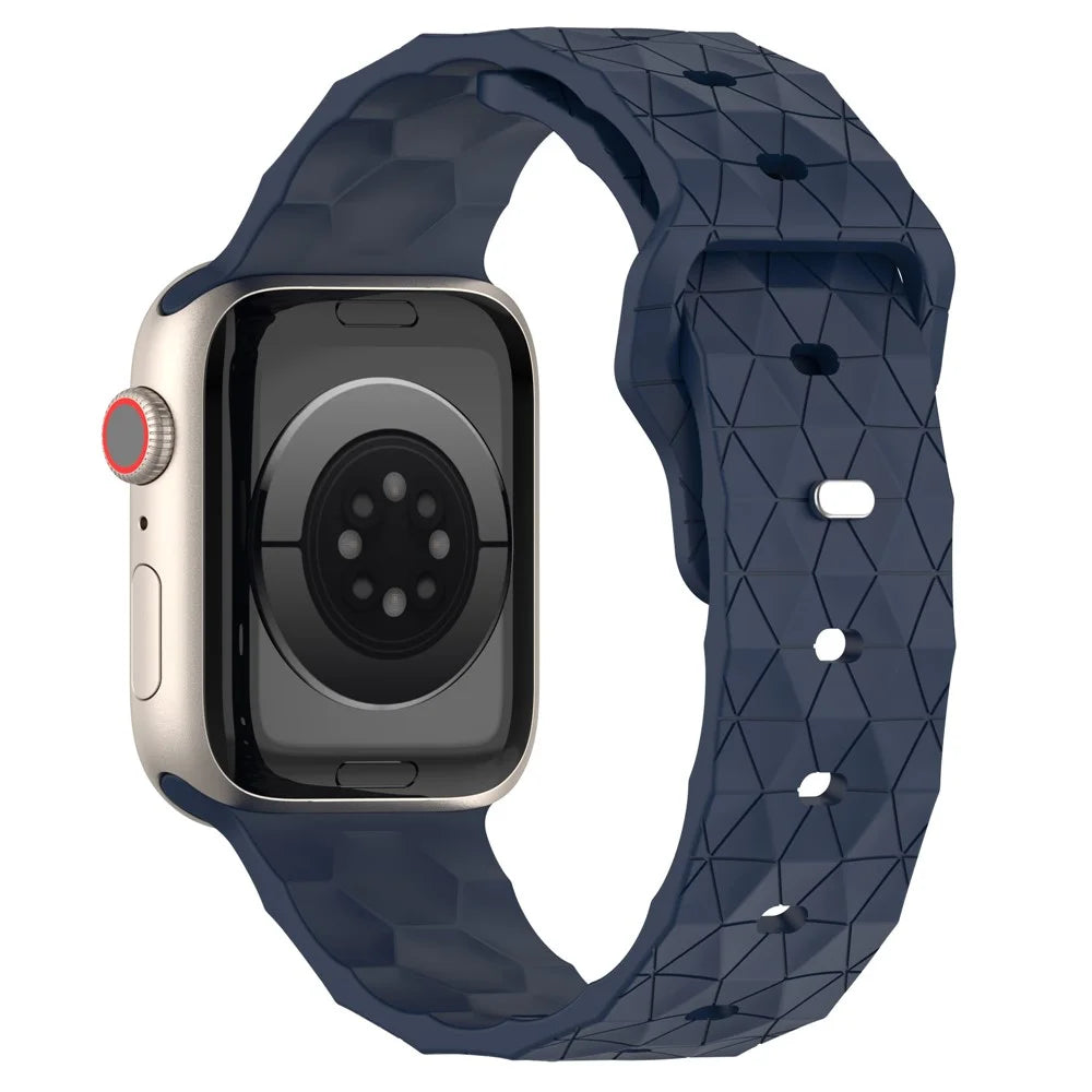Watch Strap for Apple Watch Series 11 10 42mm / 9 8 7 41mm / SE3 SE2 SE 6 5 4 40mm / 3 2 1 38mm Silicone Watch Band Football Pattern - Midnight Blue - 1