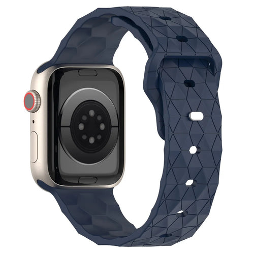 Watch Strap for Apple Watch Series 11 10 42mm / 9 8 7 41mm / SE3 SE2 SE 6 5 4 40mm / 3 2 1 38mm Silicone Watch Band Football Pattern - Midnight Blue - 1