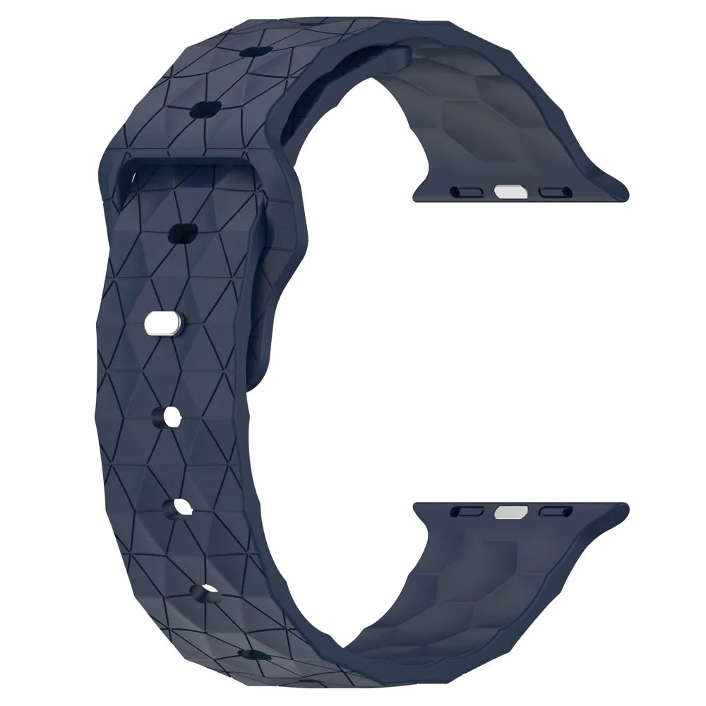 Watch Strap for Apple Watch Series 11 10 42mm / 9 8 7 41mm / SE3 SE2 SE 6 5 4 40mm / 3 2 1 38mm Silicone Watch Band Football Pattern - Midnight Blue - 2