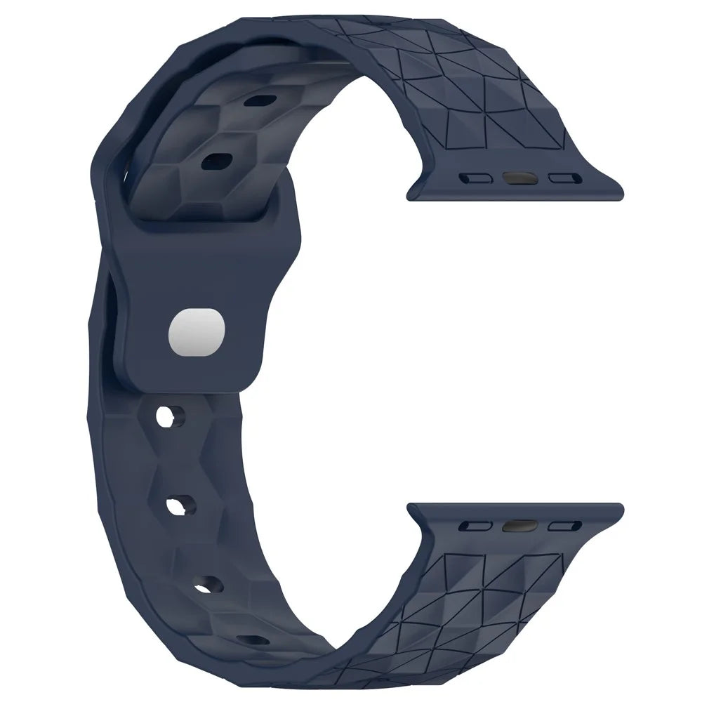 Watch Strap for Apple Watch Series 11 10 42mm / 9 8 7 41mm / SE3 SE2 SE 6 5 4 40mm / 3 2 1 38mm Silicone Watch Band Football Pattern - Midnight Blue - 3