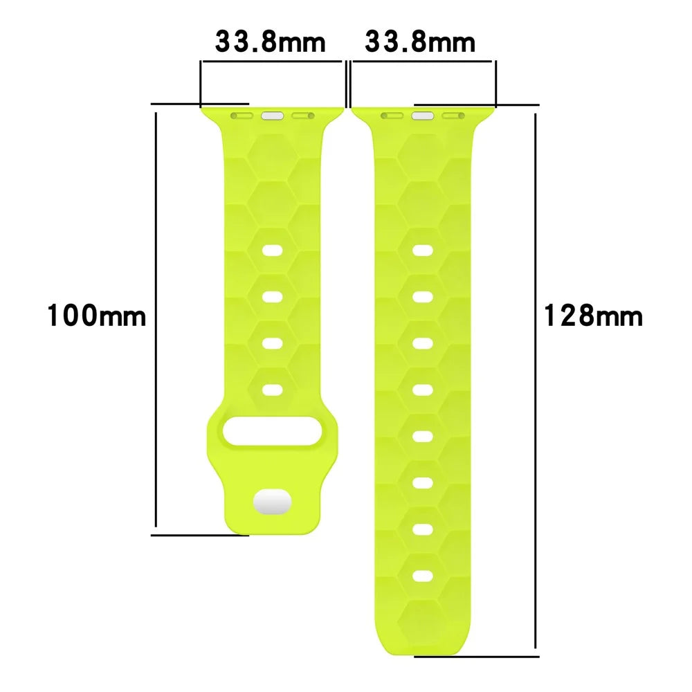 Watch Strap for Apple Watch Series 11 10 42mm / 9 8 7 41mm / SE3 SE2 SE 6 5 4 40mm / 3 2 1 38mm Silicone Watch Band Football Pattern - Midnight Blue - 5