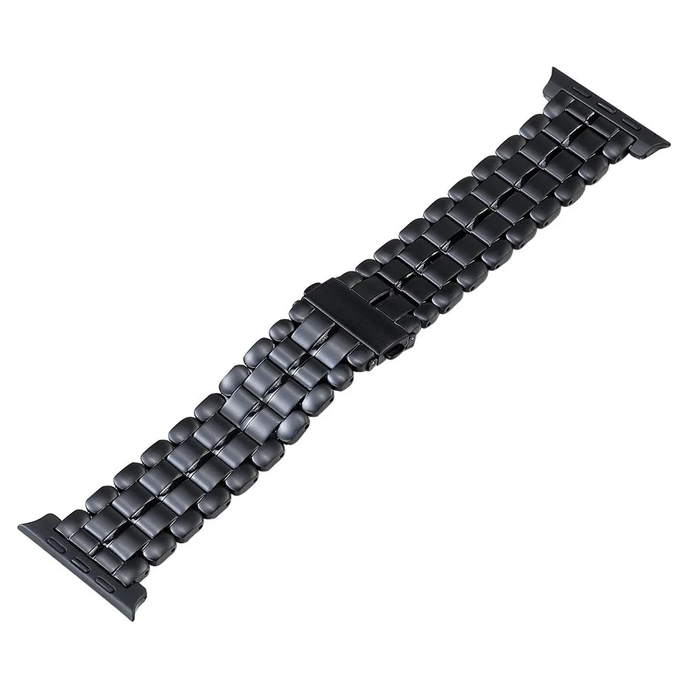 For Apple Watch Ultra 3 2 1 49mm / Series 11 10 46mm / 9 8 7 45mm / SE3 SE2 SE 6 5 4 44mm / 3 2 1 42mm Titanium Steel Watch Band 5 Beads Replace Strap - Black - 1