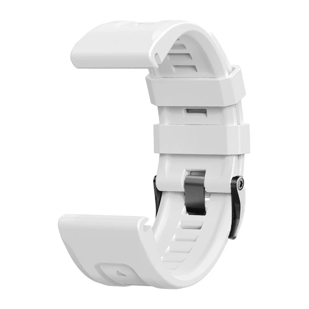 For Garmin Tactix 7 Pro / Fenix 7X / Fenix 6X Pro Silicone Watch Strap 26mm Wrist Band with Black Buckle - White - 3