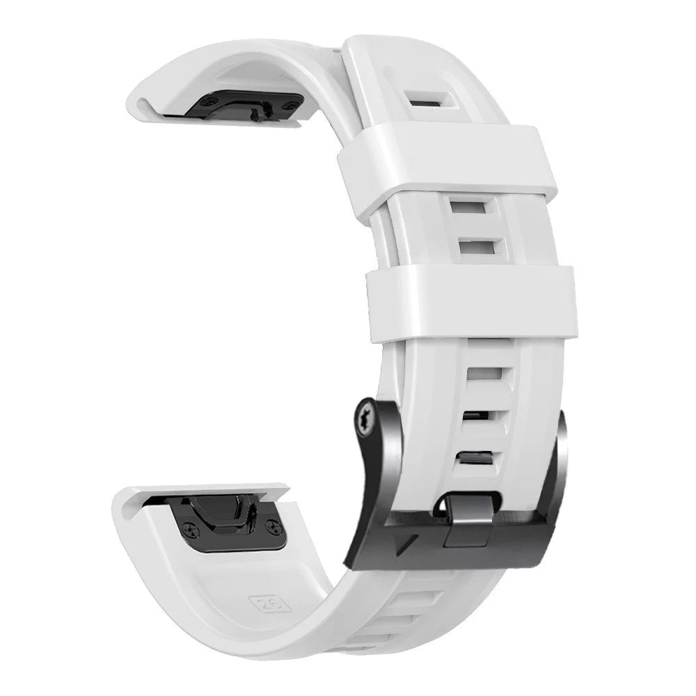 For Garmin Tactix 7 Pro / Fenix 7X / Fenix 6X Pro Silicone Watch Strap 26mm Wrist Band with Black Buckle - White - 4
