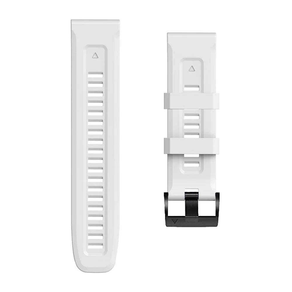 For Garmin Tactix 7 Pro / Fenix 7X / Fenix 6X Pro Silicone Watch Strap 26mm Wrist Band with Black Buckle - White - 5