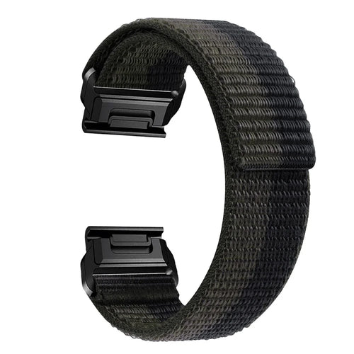 For Garmin Tactix 7 Pro / Fenix 7X / Fenix 6X Pro 26mm Nylon Watch Band Adjustable Wrist Strap Replacement - Black+Grey - 1