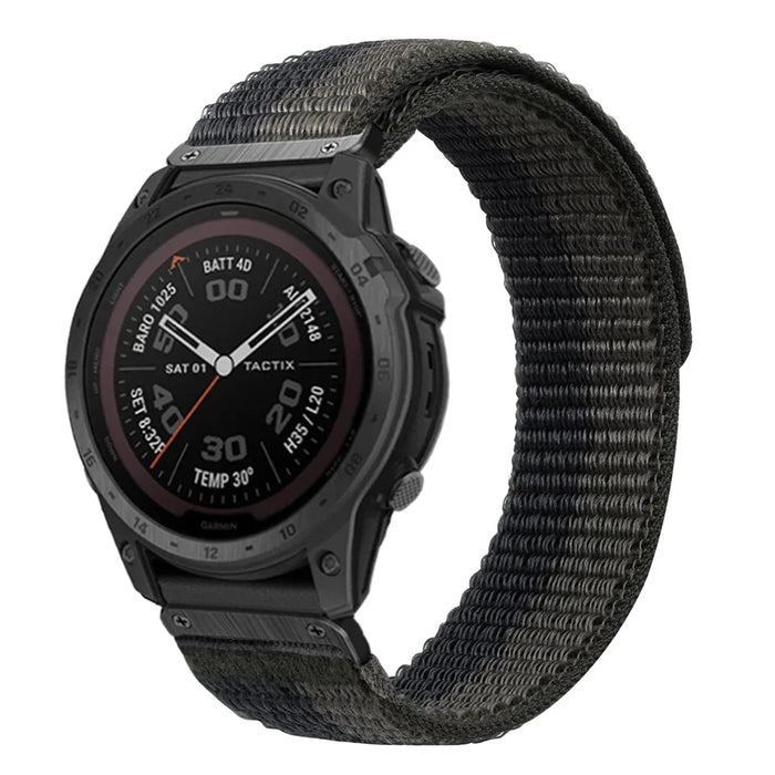 For Garmin Tactix 7 Pro / Fenix 7X / Fenix 6X Pro 26mm Nylon Watch Band Adjustable Wrist Strap Replacement - Black+Grey - 2