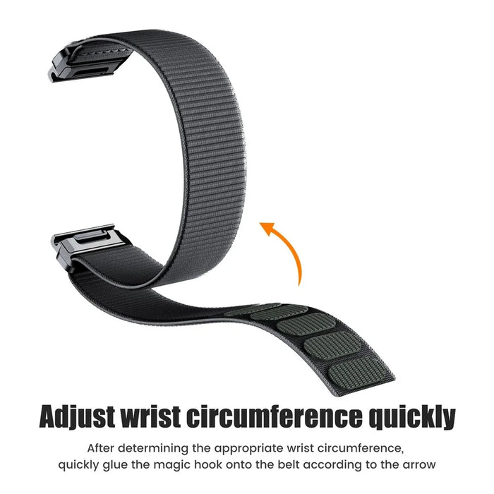 For Garmin Tactix 7 Pro / Fenix 7X / Fenix 6X Pro 26mm Nylon Watch Band Adjustable Wrist Strap Replacement - Black+Grey - 3