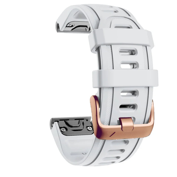 Watch Band for Garmin Fenix 7S / 6S Pro / 5S Plus / Instinct 2S , 20mm Silicone Replacement Strap with Rose Gold Buckle - White - 3