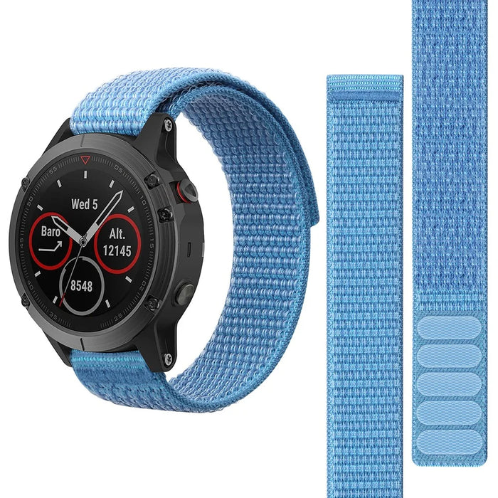 For Garmin Forerunner 965 / 955 / 945 / 935 Adjustable Watch Strap Stitching Nylon Loop Wrist Band - Sky Blue - 3