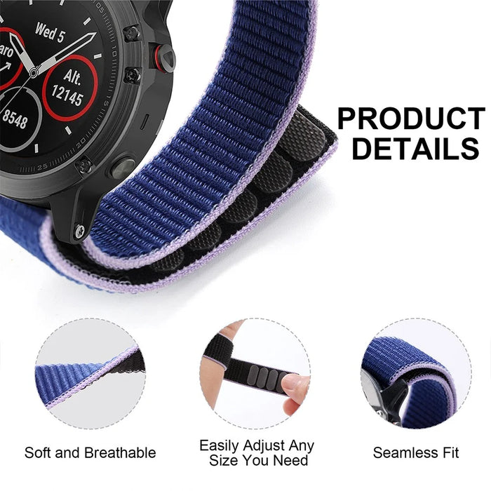 For Garmin Forerunner 965 / 955 / 945 / 935 Adjustable Watch Strap Stitching Nylon Loop Wrist Band - Sky Blue - 6