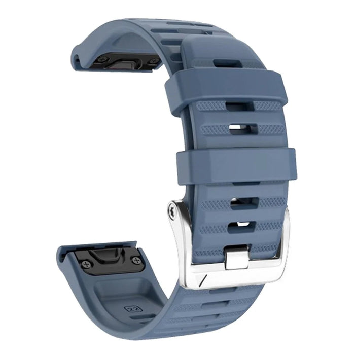 Watch Band for Garmin Forerunner 965 / 955 / 945 / 935 Soft Silicone Strap  Bracelet with Silver Buckle - Navy Blue - 1