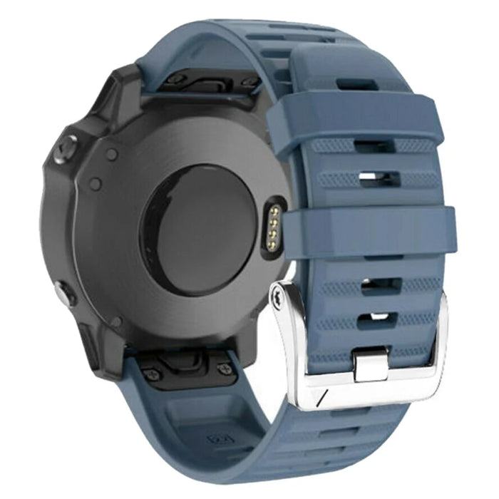Watch Band for Garmin Forerunner 965 / 955 / 945 / 935 Soft Silicone Strap  Bracelet with Silver Buckle - Navy Blue - 2