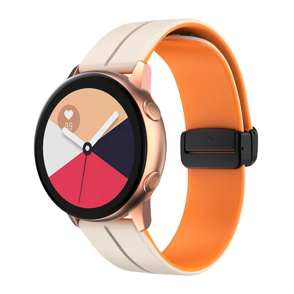 Watch Band for Huawei Watch 4 / Watch 4 Pro / Watch 3 / Watch 3 Pro , 22mm Silicone Dual Color Strap with Black Magnetic Buckle - Starlight+Orange - 2